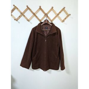 Eileen Fisher Brown Wool Full Zip Coat - Size Large